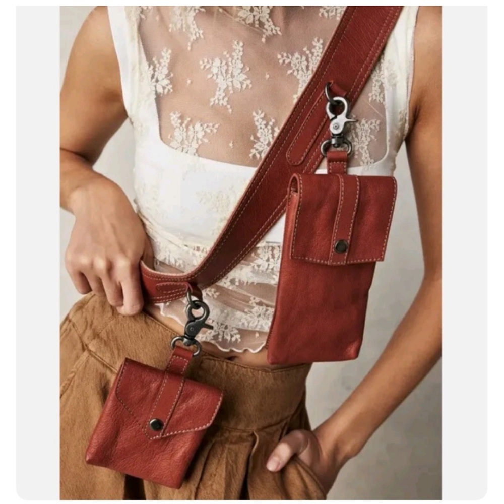 NEW Free People Geralt Pocket Belt Bag Adjustable Leather Sling Bag